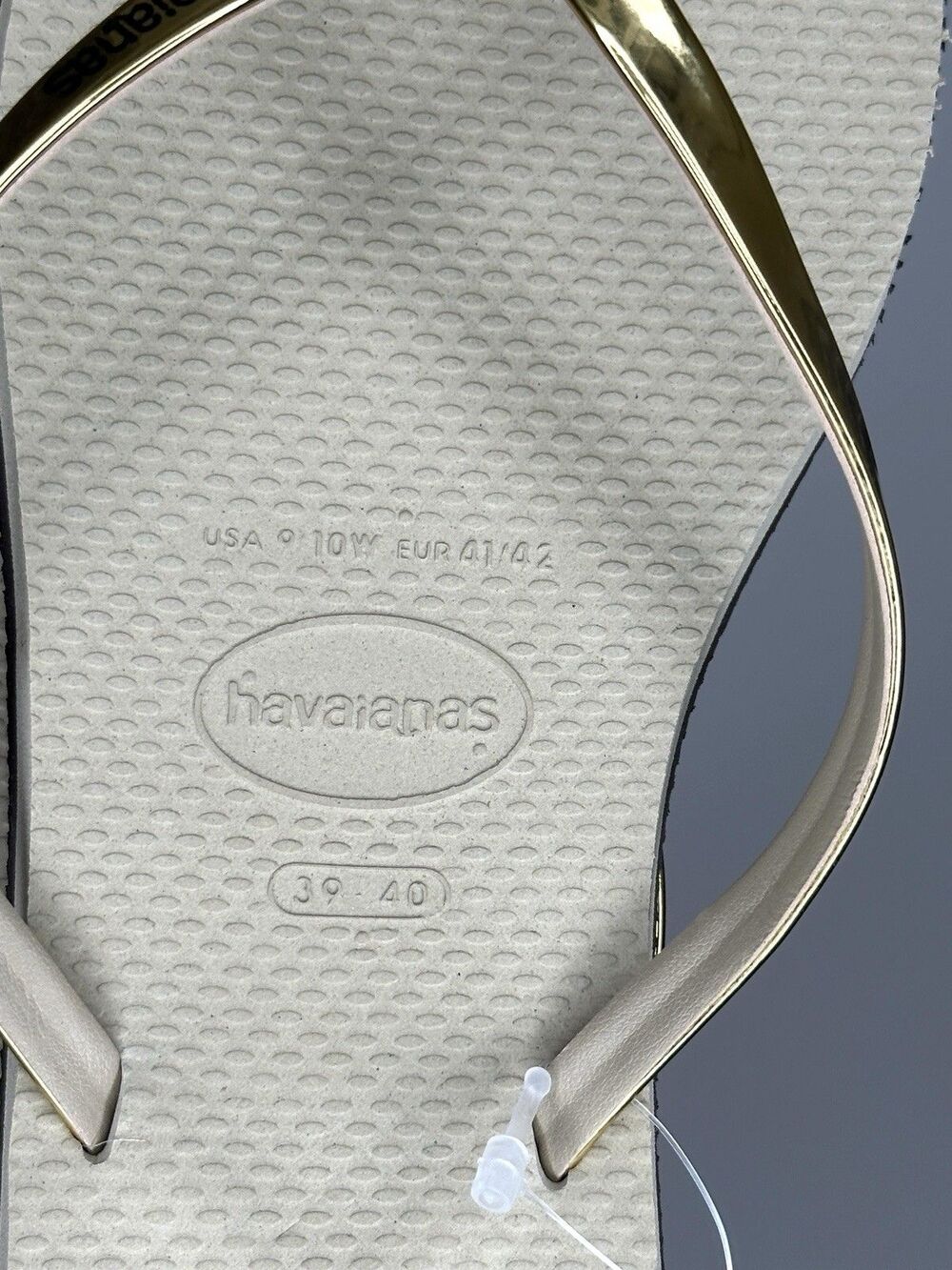 Havaianas Slim Flip Flops Womens 9/10 Euro 41/42 Golden Sand Metalico - Picture 5 of 5